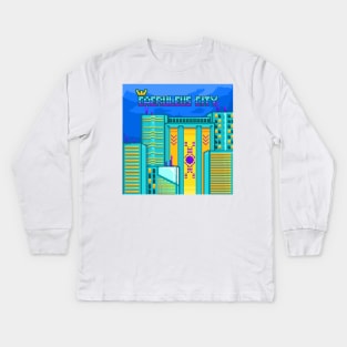 Caeruleus City Pixel Art Kids Long Sleeve T-Shirt